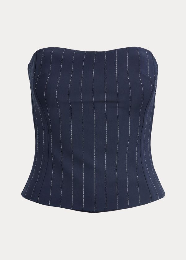 Ralph Lauren Eliza Striped Wool Bustier Skjorter Dame Danmark (WEUKZ8957)